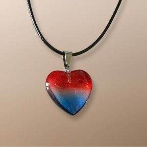 ⭐️ 5 for $25 Heart Shaped Crystal Glass Pendant Necklace on a Black Cord